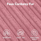 MeMoreCool Stuffed Round Pouf Ottoman Foot Rest, Soft Plush Floor Pouf Foot Stool, Corduray Footstool Footrest, Small Round Ottoman for Living Room Couch Sofa Chair, 20x15 Inch Pink
