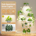 Plant Stand Indoor with Grow Lights - 62" Tall Plant Shelf, Lighted Corner Plant Stands for Indoor Growing, 8 Tiered Large Flower Holder, S-Shaped Plants Rack for Living Room, Patent Design, Natural