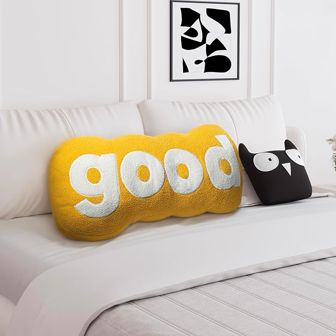 Johnear Headboard Pillow Yellow Plush Reading Pillow Back Support Pillows for Bed Sitting Up Adult Daybed Sofa College Dorm Bed Headboard Backrest Cushion Throw Body Bolster Twin