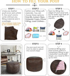 Thgonwid Unstuffed Faux Leather Pouf Cover, Handmade Footstool Ottoman Storage Solution, Floor Footrest Cushion - 16.5”Dx12”H, Matte Coffee