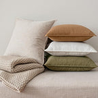 MIULEE Brown Linen Pillow Covers Pack of 4 Decorative Natural Solid Throw Pillow Covers Soft Accent Boho Farmhouse Couch Pillowcases Modern Spring Home Decors for Living Room Bed Sofa 20x20 Inch