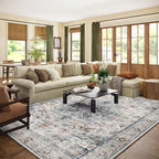 10x14 Area Rugs for Living Room: Washable Bedroom Rug Boho Vintage Rugs Stain Resistant Non Slip Low Pile Soft Lightweight Carpet for Kitchen Dining Room Farmhouse Nursery Kids Room Home Office