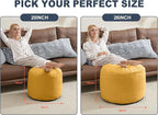 Pouf Ottoman Foot Stools with Foam Small Ottoman for Living Room Corduroy Ottomans Pouf 26x18 Floor Poufs Foot Rest for Chair Yellow Hassocks and Ottomans