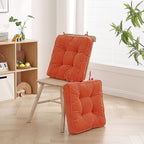 Tiita Chair Cushion Pads with Ties 18x18 Inch, Square Seat Floor Pillows Pad, Tufted Outdoor Patio Cushions, Dining Chairs Pillows Set of 2,Orange