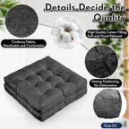 Jerify Floor Pillow Cushions Large Round Square Large Meditation Floor Pillow for Classroom Adult Meditation Picnic Party Seating Learning Daycare School(Square,Dark Grey,4 Pcs)