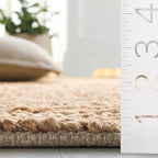 SAFAVIEH Natural Fiber Couture Collection Area Rug - 6' Square, Ivory & Natural, Handmade Jute, Ideal for Living Room, Bedroom, Dining Space (NFC101A)