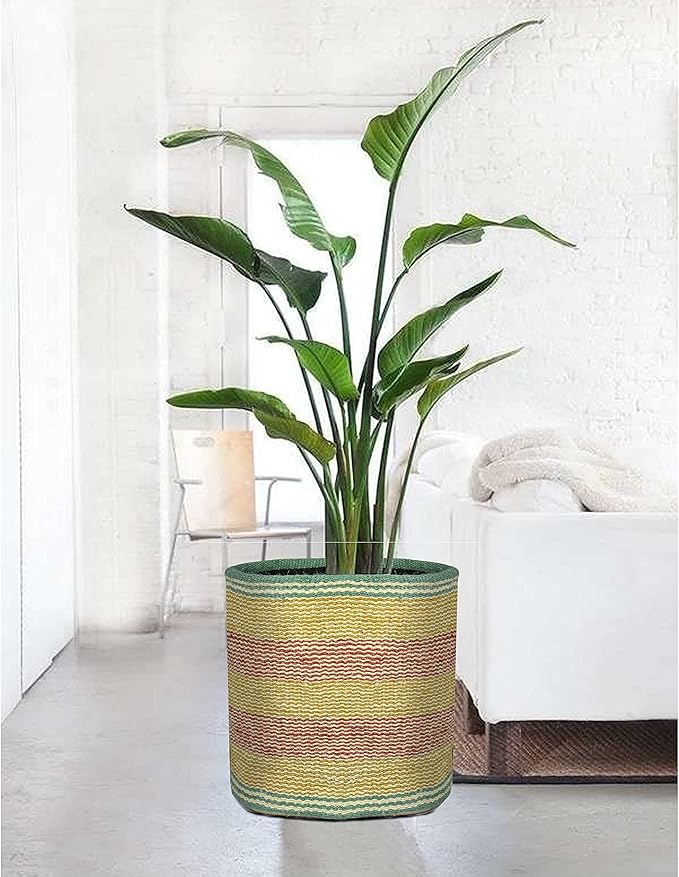 Planter Basket Modern Woven Basket for 10" Floor Indoor Planters, 12” x 12” Storage Organizer Basket Rustic Home Decor, Boho Chic Storage Earth-Friendly Cotton ECO-Twist Planter