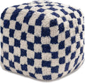 Anji Mountain Pouf Ottoman Foot Rest, Handmade Ottoman Pouf, Comfortable Foot Stool, Decorative Floor Seating for Living Room Decor, Bedroom & Home Décor Accent - Navy