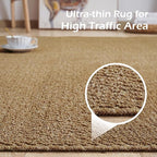 Softlife 4x6 Faux Jute Area Rug, Washable Rugs for Entryway Modern Farmhouse Non-Slip Accent Rug Floor Carpet for Dining Room Living Room Bedroom Kitchen Entryway, Brown