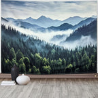 TUGCAY Misty Mountain Forest Tapestry Foggy Tree Tapestry Nature Scenery Landscape Wall Tapestries Aesthetic for Bedroom Living Room Dorm Office Decor 80 x 60 Inches