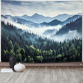 TUGCAY Misty Mountain Forest Tapestry Foggy Tree Tapestry Nature Scenery Landscape Wall Tapestries Aesthetic for Bedroom Living Room Dorm Office Decor 60 x 50 Inches