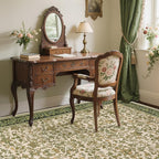 GarveeHome Washable Rug 9x12 Area Rugs for Living Room, Boho Rug Non Slip Vintage Low Pile Large Rugs for Bedroom Stain Resistance Non-Shedding Throw Carpet for Office Light Green