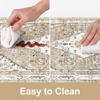 Collive Boho Kitchen Mats for Floor 2 Piece, Cushioned Anti Fatigue Kitchen Mat Non-Skid Waterproof Under Sink Rug, Taupe Comfort Standing Desk Mat for Office, Home & Kitchen, 17.3"x29"+17.3"x47"