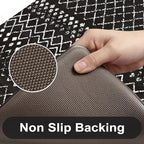 KIMODE Anti Fatigue Mats for Kitchen Floor 17"x47"+17"x29", Black Boho Kitchen Rugs Sets of 2, Cushioned Kitchen Floor Mats, Non Slip Standing Mats for Sink Laundry Office Desk