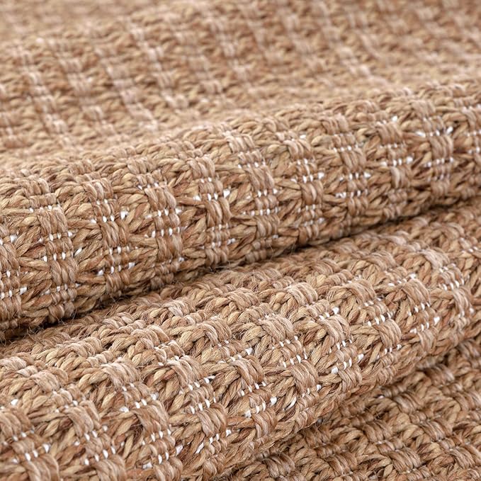 Easy Jute Runner Rug 2x7 Indoor Outdoor Natural Rugs Solid Fiber Rug Woven Area Rug Boho Easy Clean Inside Carpet for Living Room Bedroom Dining Room Hallway or Outdoor Patio Porch (2 X 7 Natural)