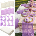 91 x 71 Extra Large Outdoor Boho Picnic Blanket with Purple Table Runner, 6 Throw Pillow Covers 6 Napkins Woven Cotton Yarn Oversize Beach Blanket Washable Picnic Camp Wedding