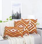 Merrycolor Boho Lumbar Throw Pillow Cover 12x20 inch,Bohemian Tufted Decorative Pillow Covers with Tassels for Couch Sofa Bedroom Living Room