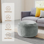 Round Stuffed Pouf Ottoman for Foot Rest, A Round Modern Foam Filled Poufs, Floor Chair for Living Room, Nursery, Dorm, A Soft Modern Foot Stool Perfect to Rest Your Feet (Grey, 20Inch)