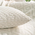 Set of 4 Grey White Taupe Decorative Throw Pillow Covers 12x20 Inch Corduroy Pillow Covers for Bed Couch Sofa Living Room Soft Cushion Cases