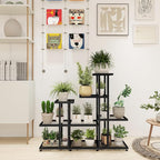Plant Stand Indoor Corner Plant Stand Window Sill Plant Shelf for Bonsai Tree Live Plants Indoor Outdoor Metal Flower Rack for Apartment Decor Patio Decor, (6-Tier 16 Potted)