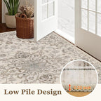 4x6 Area Rugs for Living Room: Washable Rug Soft Vintage Distressed Floral Carpet Indoor Floor Non-Slip Stain Resistant Large Carpets for Bedroom Dining Room Farmhouse Nursery Home Office Brown Beige
