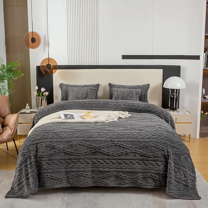 YUSOKI Twin XL Blanket Single Layer,Weight(3.1lb),370GMS-3D Stylish Design for Gift Home Decor (Grey,65"x90")