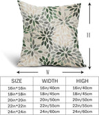 Kawani Green Dahlia Throw Pillow Covers 22x22 Inch Rustic Geometric Flower Decorative Square Pillow Cases Beige Tan Gray Floral Cushion Covers Farmhouse Home Decor for Sofa Couch Outdoor Set of 2