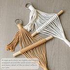 Wooden Dowel & Diamond Macrame Plant Hangers 2 Pack 39 Inch, Handwoven Cotton Rope Plant Holder with S Hooks, Boho Home Decor for Indoor Plants for up to 10in Pot (Caramel Wood Hanger)
