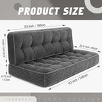 63 Inch Folding Bench Cushion, 4 Inch Thick 2-in-1 Convertible Long Floor Lounger Boneless Cushions Couch Mattress Upholstered for Yoga, Reading, Sleeping, Meditation Living Room(Dark Grey)