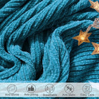 lifein Chenille Throw Blanket 60x80 - Soft Boho Knitted Blanket for Couch Cozy Farmhouse Decor Bed Throw, Lightweight All Season Teal Blanket, Decorative for Living Room Bedroom Spring Decor