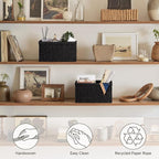 StorageWorks Pantry Baskets, Wicker Storage Baskets for Organizing, Pantry Organizers and Storage, Medium, Black, 2-Pack