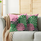 Pink Green Black Pillow Covers 22X22 Inch Set of 2, Modern Dahlia Floral Print Decorative Throw Pillow Covers Outdoor Farmhouse Cushion Case for Home Couch Sofa Bed Decoration