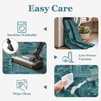 Teal 5x7 Area Rugs for Living Room, Vintage Medallion Classic Bedroom Rug Washable Non Slip, Boho Low Pile Thin Carpet Rugs for Dining Room/Kitchen/Home Office/Foyer
