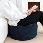 Pouf Ottoman Stuffed Velvet Floor Pouf Footrest Ottoman Foot Stool Bean Bag Floor Chair for Bedroom Living Room 20x12inches with Filler Navy Blue