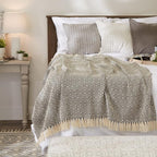 DII Rustic Farmhouse Double Diamond Woven Throw, 50x60, Mineral