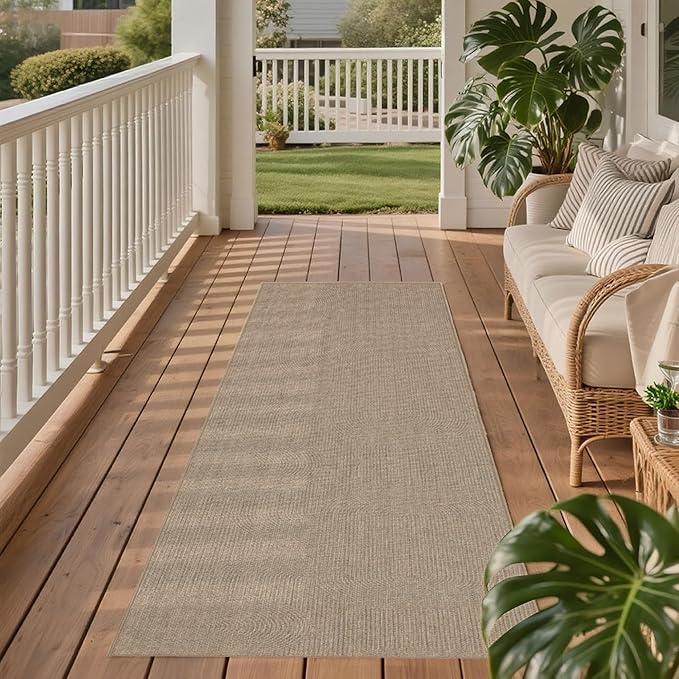 Easy Jute Rug 2x6: Indoor Outdoor Natural Boho Area Rugs for Hallway Patio Non Slip - Farmhouse Neutral Contemporary Carpet Mat for Entryway Kitchen Laundry Room Bedroom Washable