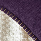 CaliTime Throw Pillow Covers Decorative 16 X 16 Inches Pack of 2 Cotton Thread Stitching Edges Solid Dyed Soft Chenille Cushion Cases for Couch Sofa Bed Living Room Farmhouse Plum Purple