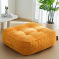 HIGOGOGO 8" Extra Thick Floor Pillow Cushion for Adults, Meditation Cushion Pillow, Large Square Floor Sitting, Tufted Corduroy Cover, for Tatami Living Room or Yoga, 22x22 Inch, Orange
