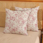Pink Pillow Covers 20x20 Set of 2 Pink and Cream Floral Chinoiserie Throw Pillows Vintage Rustic Toile Flower Decorative Pillowcase Outdoor Chinoiserie Decor Linen Cushion Case for Couch Sofa