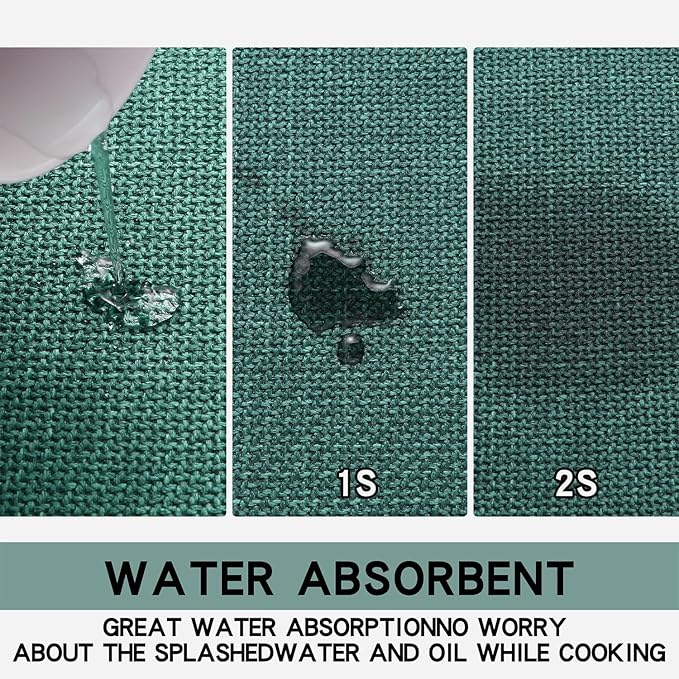 Kitchen Mat Set of 2 PCS, Christmas Cushioned Non Slip Rugs for Kitchen Floor, Absorbent Runner Comfort Standing Mats Washable for Kitchen, Office, Home (Green, 17.3"x47"+17.3"x30")