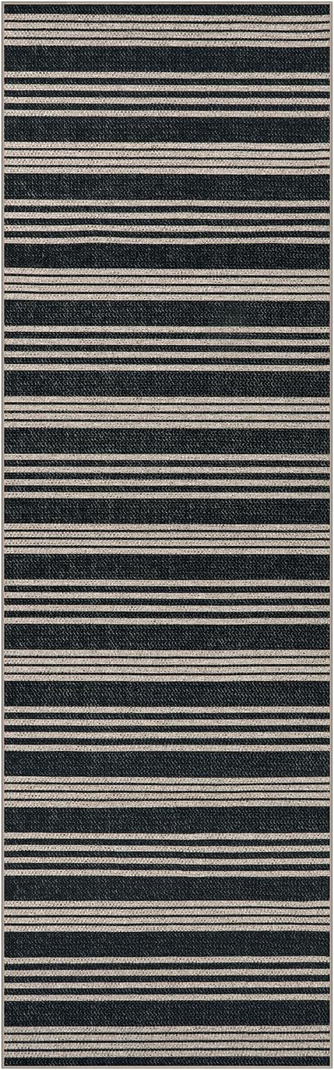 Lahome Elance Striped Easy Jute Kitchen Runner, 2x8 Neutral Indoor Outdoor Runner Rug, Farmhouse Non Slip Non Shedding Carpet for Entryway Hallway Porch Foyer Decor
