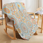 Boho Floral Throw Blanket Abstract Mid Century Mandala Bohemian Blanket for Sofa Bed Couch Chair Or Dorm 40"x50"