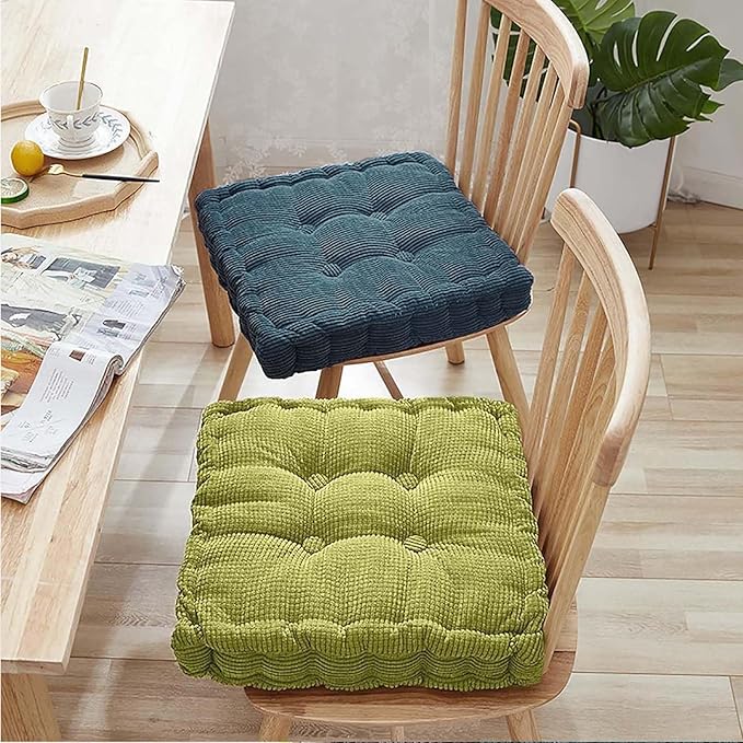 Meditation Floor Pillow Set of 2 Large Square and Round Floor Cushions for Adults Brown Corduroy Floor Seat Pillows Cushion for Living Room Balcony Tatami Yoga,18x18 Inch