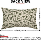 Olive Green Floral Pillow Covers 12x20 Set of 2 Vintage Rustic Old Style Cute Small Flower Green Cream Print Decorative Outdoor Pillowcases Farmhouse Throw Cushion Case Decor for Couch Sofa Bed
