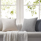 Softalker Throw Pillow Covers 20x20 Inch, Set of 4, Soft Corduroy Boho Stripe Decorative Pillow Cover, Couch Fluffy Pillow Cover for Farmhouse Home Decor Bed Living Room, Grey/Beige