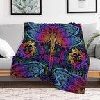 Mandala Boho Throw Blanket Colorful Dragonfly Sun Bohemian Blanket for Sofa Bed Couch Chair Or Dorm 40"x50"