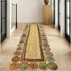 Runner Area Rug - 2.6x4 Feet Multicolor Cape Code Chindi Cotton Jute Rug Geometric Kilim Rug Indoor Outdoor Use Carpet Flatweave Rugs for Bedroom Bedside Runner Kitchen Hallway & Stair