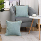 decorUhome Summer Chenille Soft Cozy Throw Pillow Covers 20x20 Set of 2, Modern Farmhouse Boho Velvet Decorative Pillow Cases with Stitched Edge for Couch Sofa Bed Home Decor, Aqua Haze