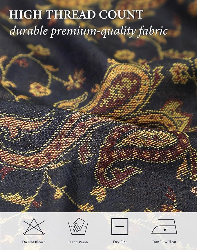 Achillea Reversible Paisley Pashmina Rave Scarf – Exotic Indian Shawls and Wraps for Evening Dresses, Festivals, All Seasons