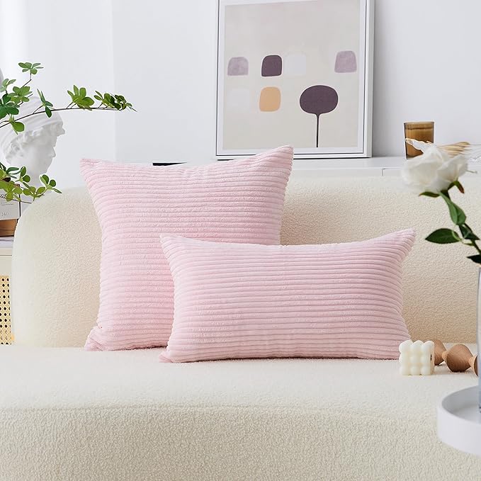 Home Brilliant Decorative Pillow Covers for Couch Sofa Set of 2 Throw Pillow Covers for Girls Room, 40cm, 16 x 16 Inch, Blush Pink